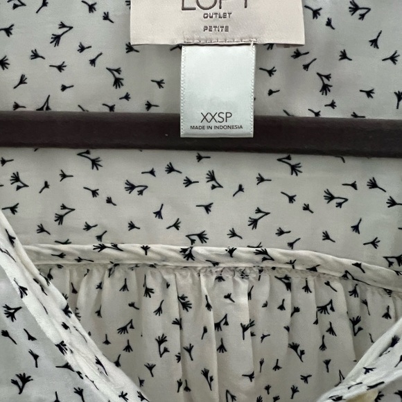 Loft XXS petite half button down with open neckline blouse - Picture 2 of 2